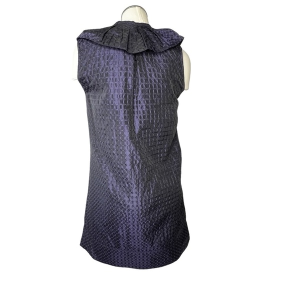 NWOT BCBG MaxAzria Dark Textured Purple Ruffle Collar Dress Women's Size M - Picture 6 of 16